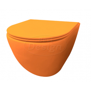 Best-Design 'Morrano-49-Zonder-Spoelrand' wandcloset blinde bevestiging incl. zitting Mat-oranje