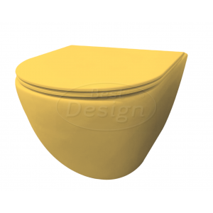 Best-Design 'Morrano-49-Zonder-Spoelrand' wandcloset blinde bevestiging incl. zitting Mat-geel